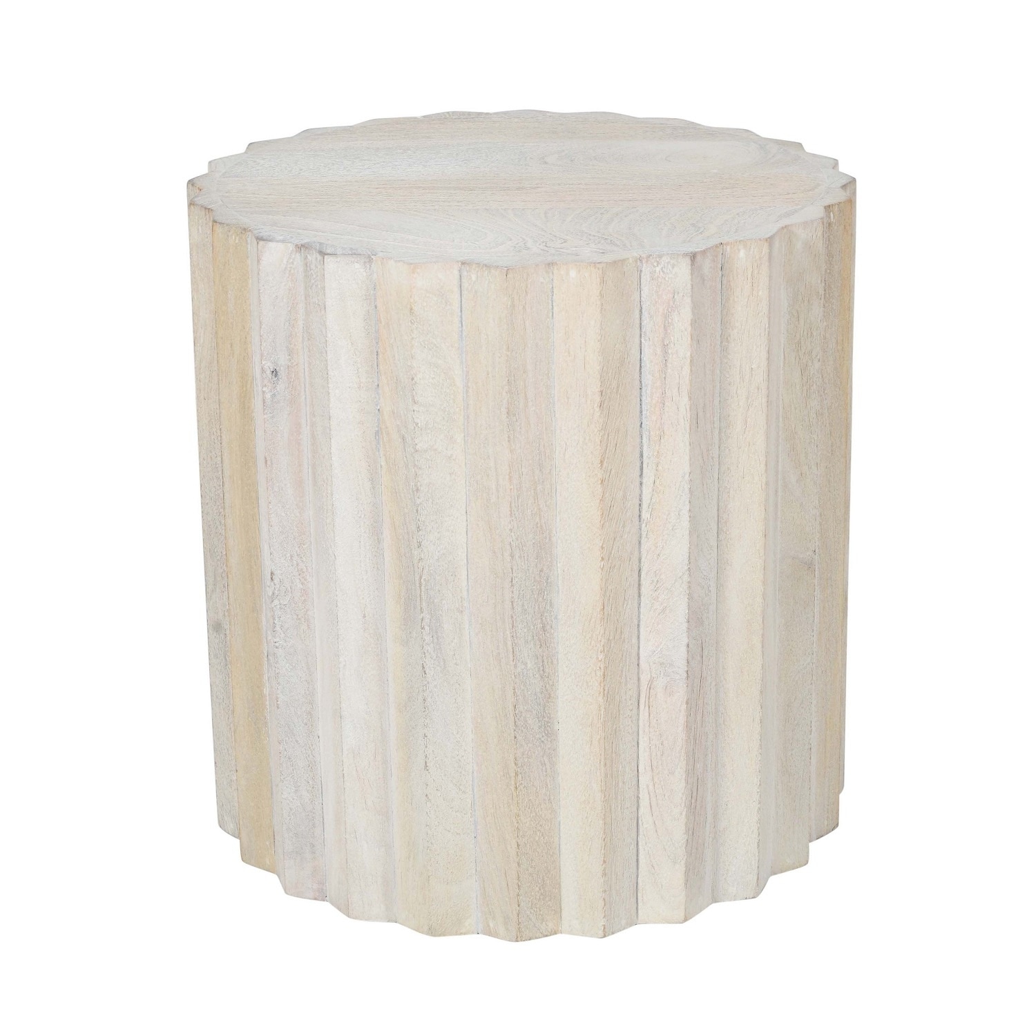 White Sand Small Mango Wood Round Side Table