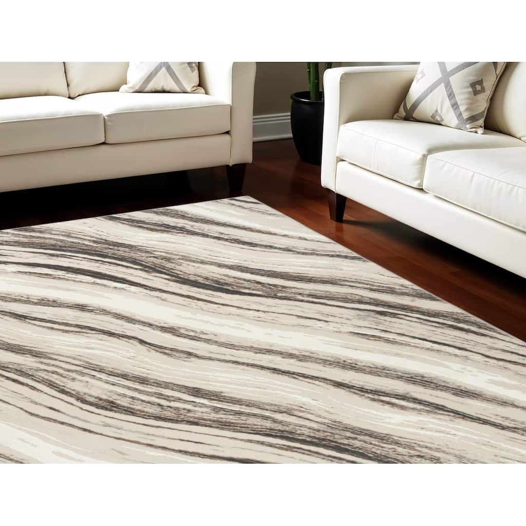 Power Loomed Abstract Modern Non Skid Stain Resistant Area Rug - 108' X '72' X '0.5