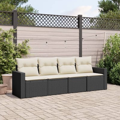 vidaXL Garden Sofa Set Black, Cream White - 24.4 x 25.8 x 27.2