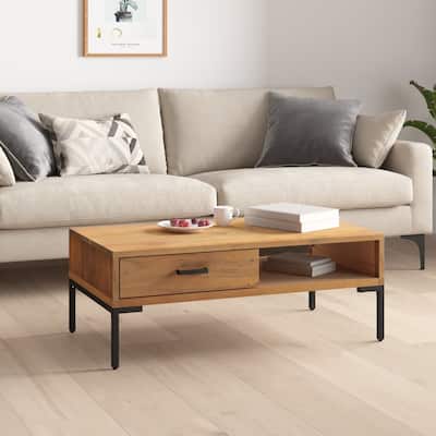 vidaXL Coffee Table 35.4"x19.7"x13.8" Solid Wood Pine - 35.4" x 19.7" x 13.8"