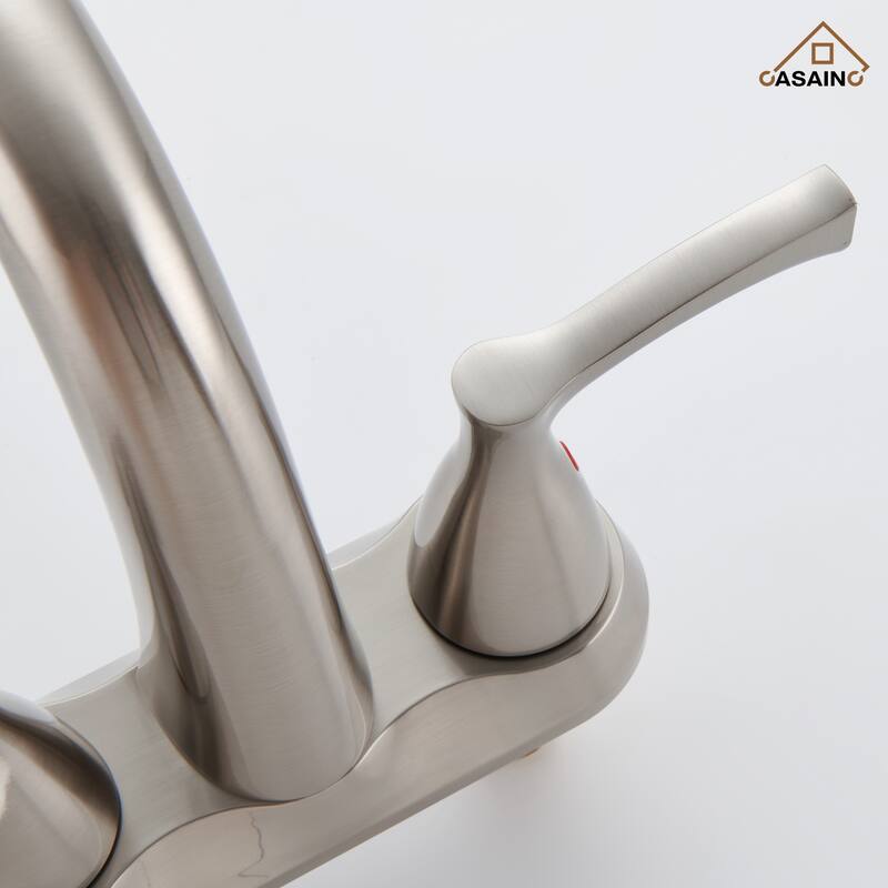 4 in. Centerset Double Handle Bathroom Faucet with Drain Kit Included