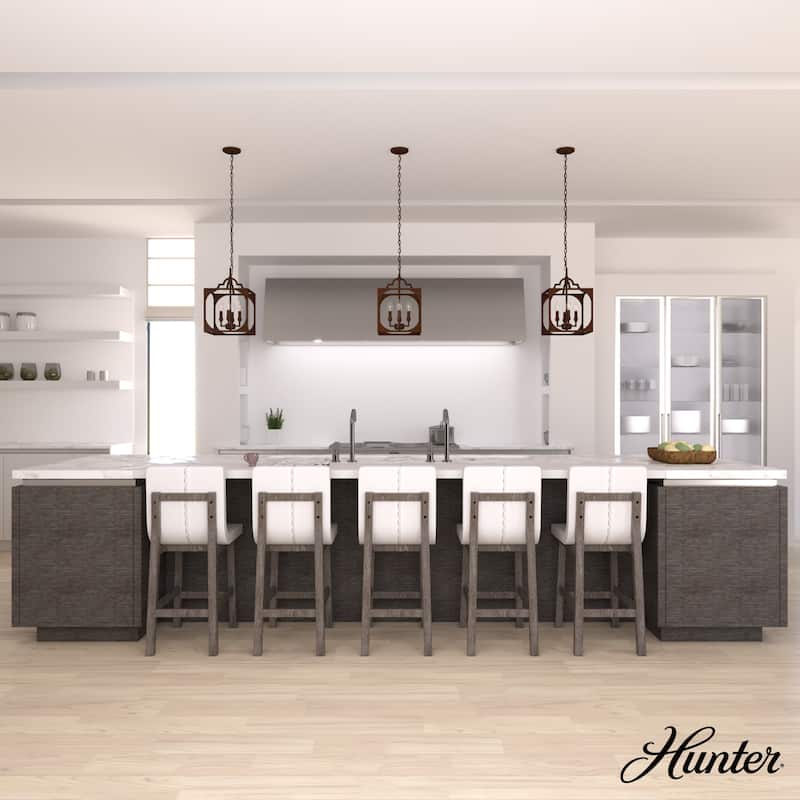 Hunter 12" Highland Hill 4-Light Pendant - Kitchen Island, Dining Room, Entry - Farmhouse, Rustic