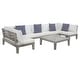 preview thumbnail 5 of 9, SAFAVIEH Outdoor Granton 5-piece Solid Wood Sectional Conversation Set