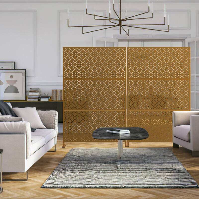 Metal Privacy Screen Wall Decoration Free Standing-6.3 ft. H X 4 ft. W