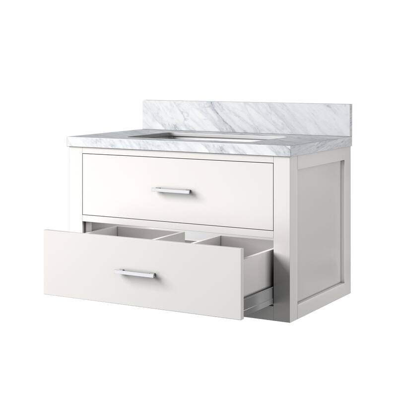 Castor Bath Vanity with Carrara Marble Top and Sink