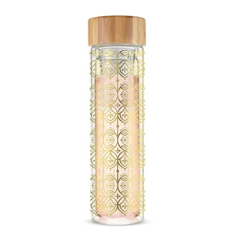 Blair Arabesque Gold Glass Travel Infuser Mug by Pinky Up - 10" x 3"