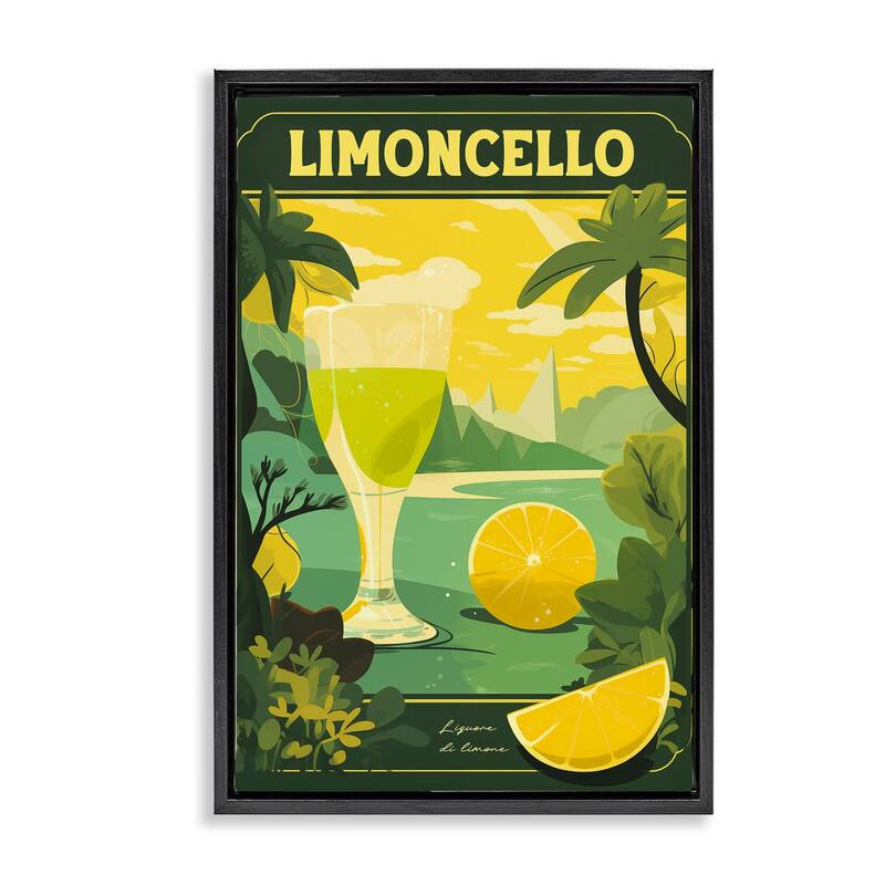 Stupell Lemon Cocktail in Tropical Scene Framed Floater Canvas Wall Art Design By Andreas Magnusson - 17 x 25 - Black