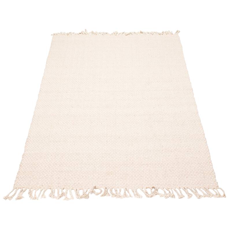 ECARPETGALLERY Braid weave Sienna Beige Wool Rug - 5'0 x 7'11