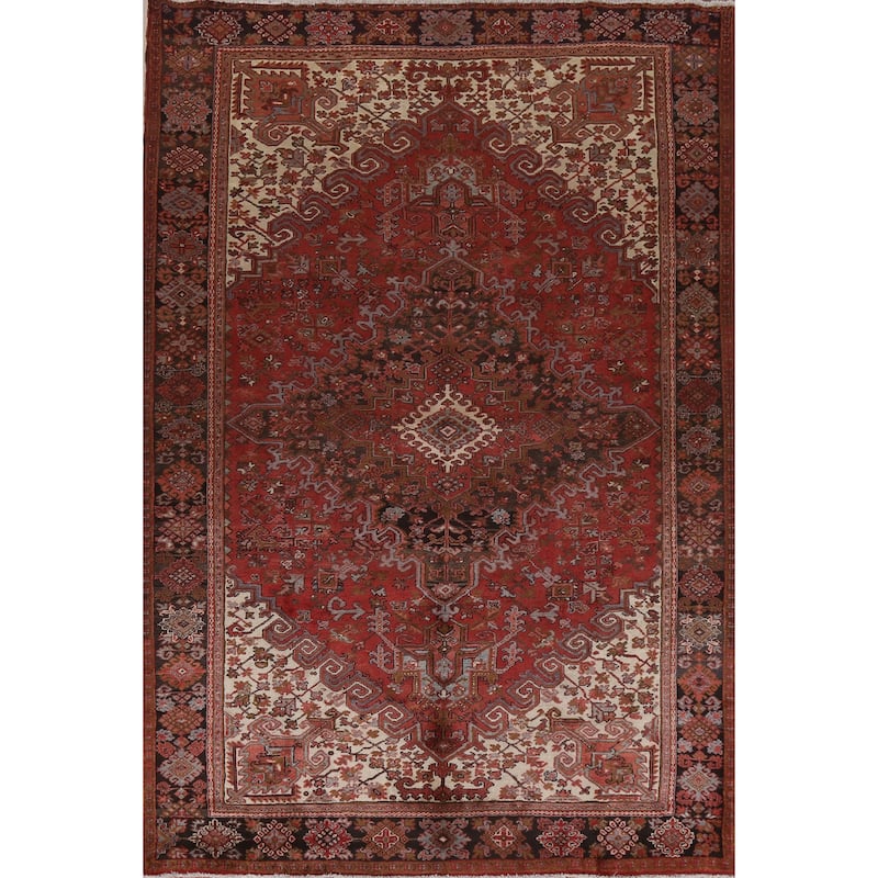 Vintage Geometric Heriz Persian Traditional Area Rug Wool Hand-knotted - 8'5" x 11'1"