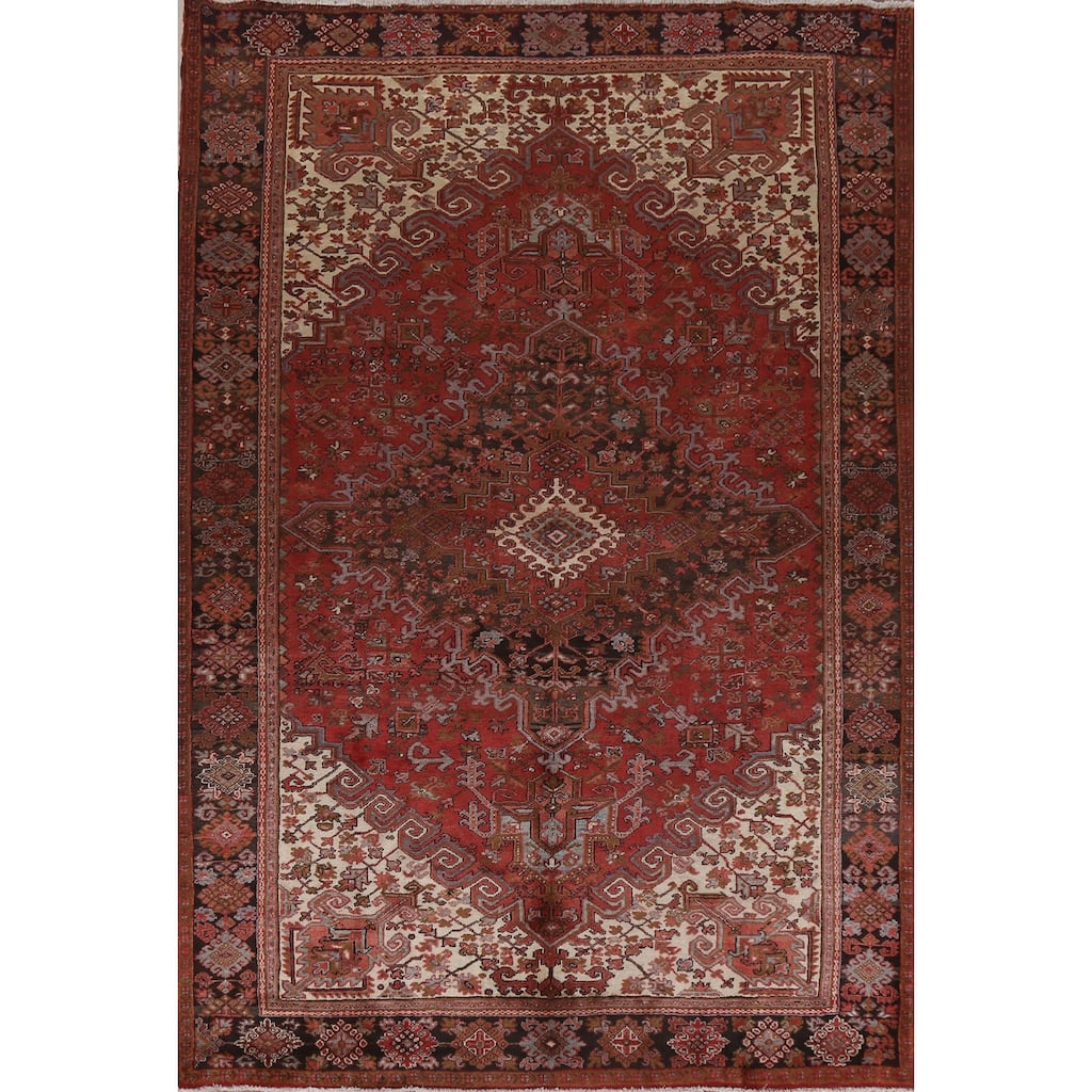 Vintage Geometric Heriz Persian Traditional Area Rug Wool Hand-knotted - 8'5" x 11'1"