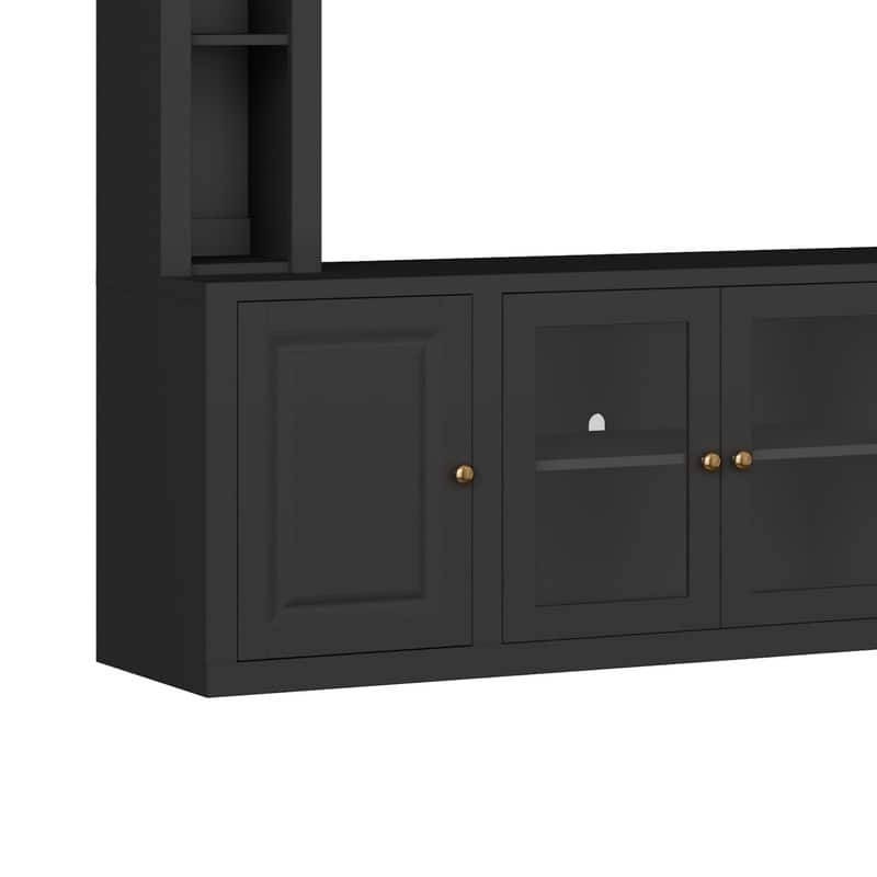 92" Modern 4-Piece Entertainment Center Wall Unit Media Console with Bookshelves for TVs Up to 80"