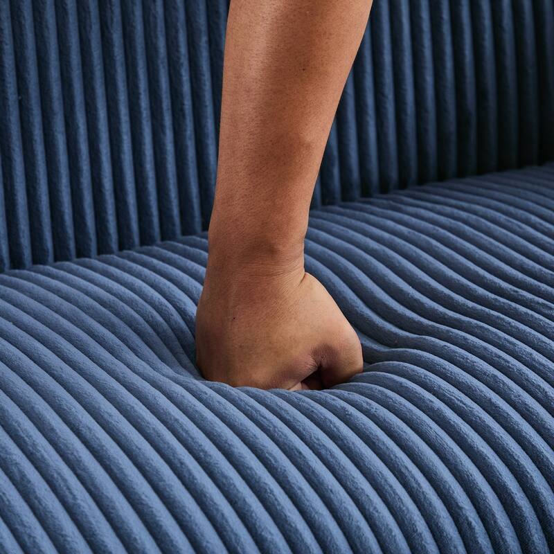 Upholstered 2-Seater Accent Sofa, Recliner Sofa with Wood Frame, Stripe Loveseat Couch Sofa with Wooden Legs