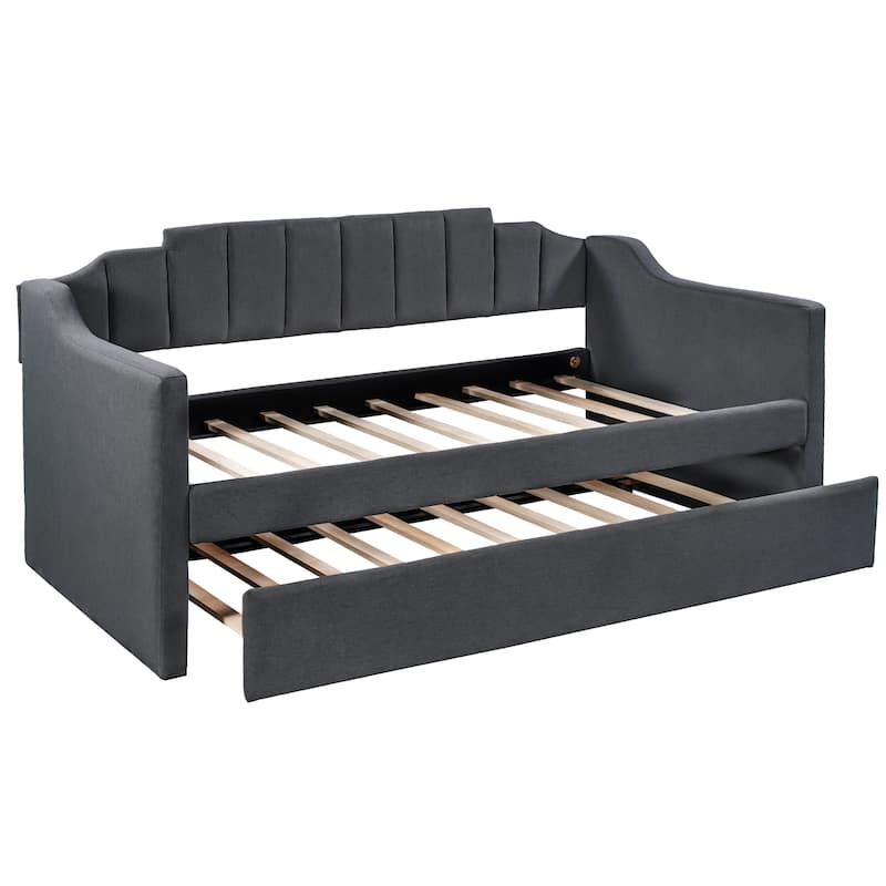 Black Upholstered Twin Daybed with Trundle