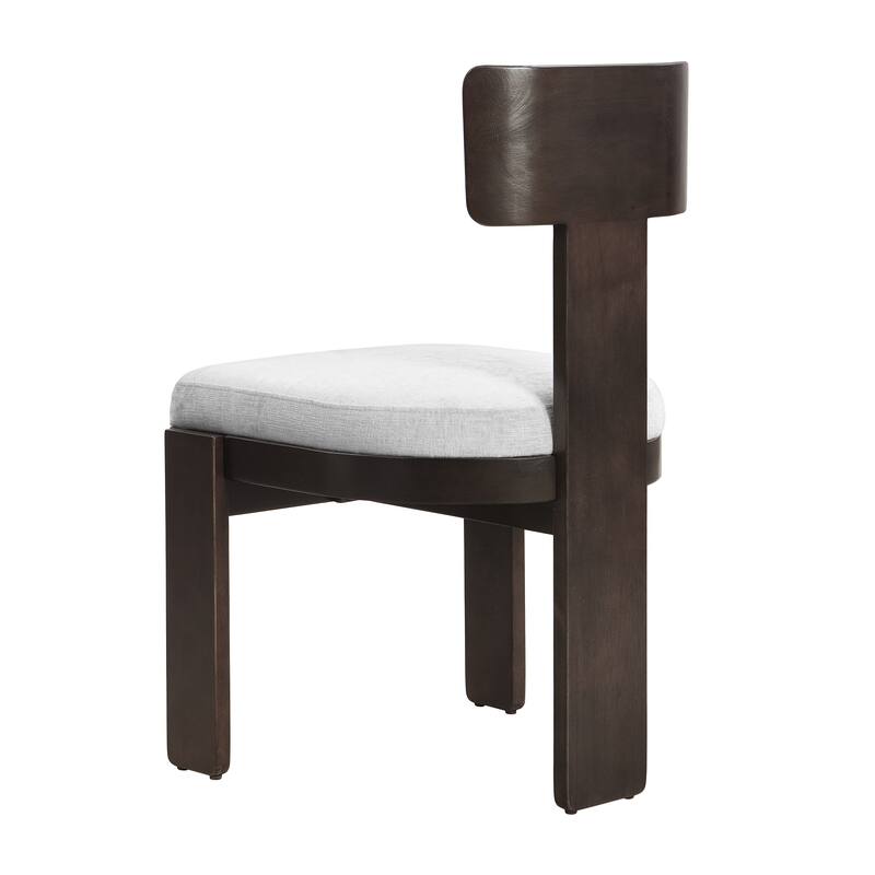 Fabric Dining Chairs Set of 2, T-Back Upholstered Dining Room Chairs with Rubber Wood Legs, Living Room Chairs