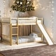 preview thumbnail 1 of 58, Solid Pine Wood Bunk Bed,Versatile Floor Fence Bunk Bed with Door,Twin Over Twin Size Natural