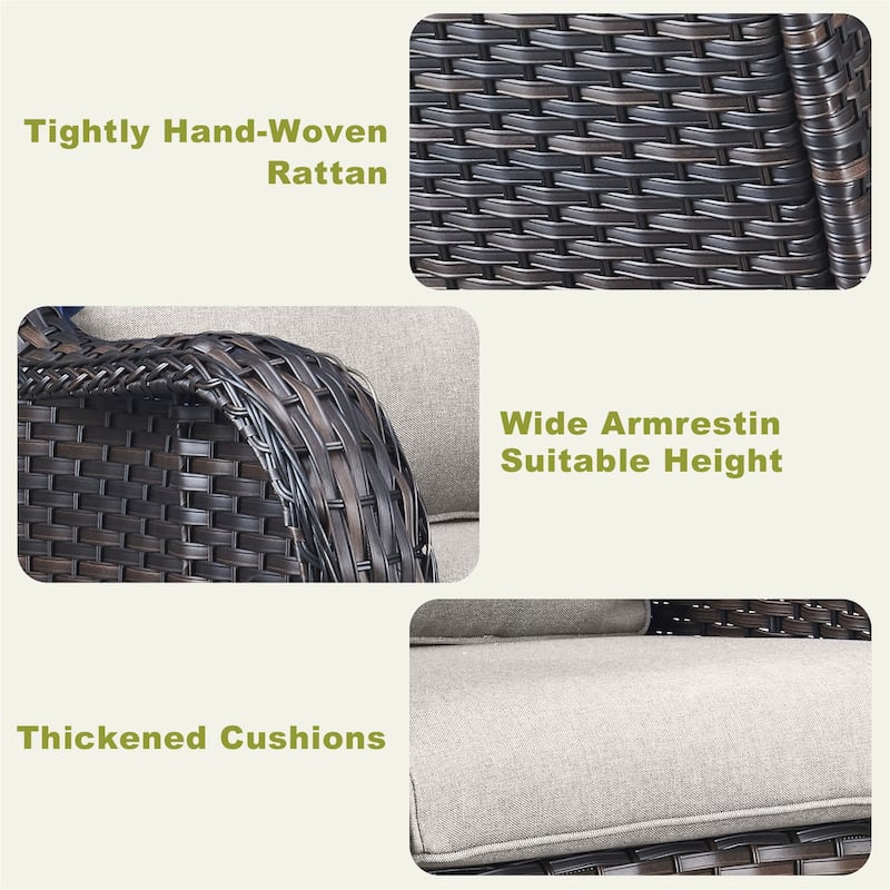 Gymojoy Outdoor Sofa Chair Ottoman Seating with Cushions