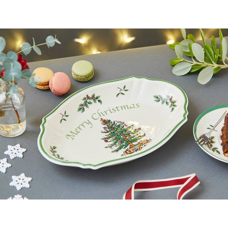 Spode Christmas Tree Merry Christmas Tray - 11" L