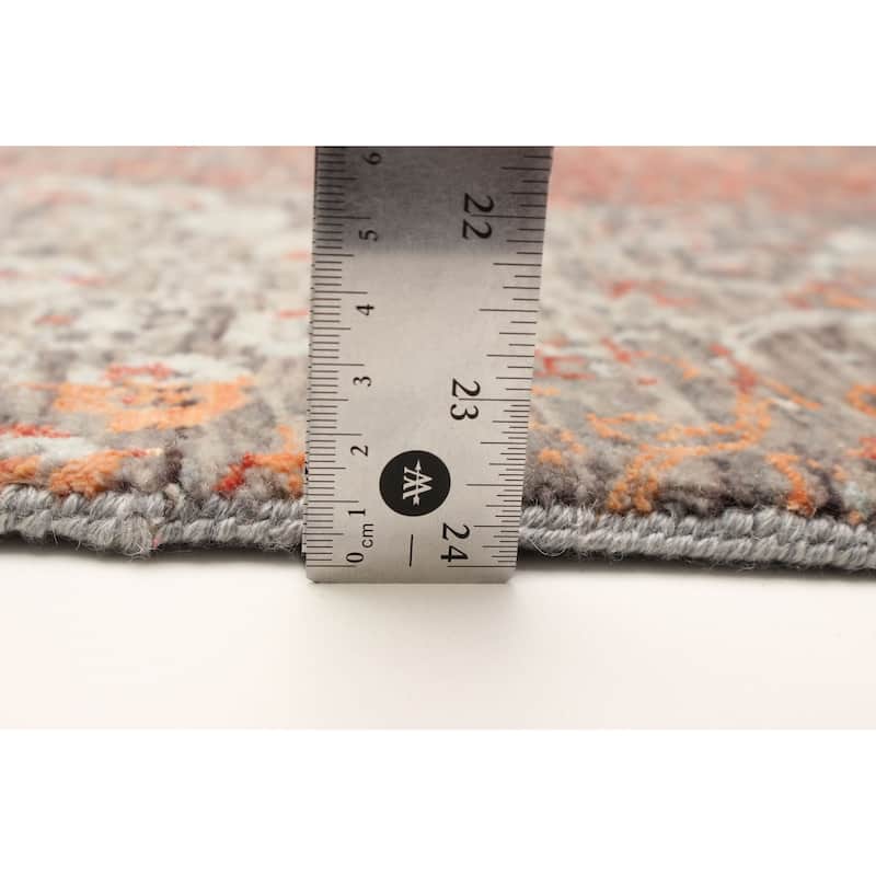 ECARPETGALLERY Hand-knotted Heritage Grey Silk, Wool Rug - 2' 7" x 14'