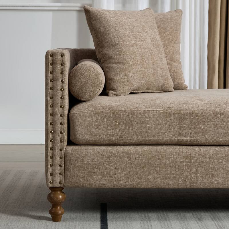 75.2" W Upholstered Chaise Lounge Chair,Modern Sofa Couch with Pillows