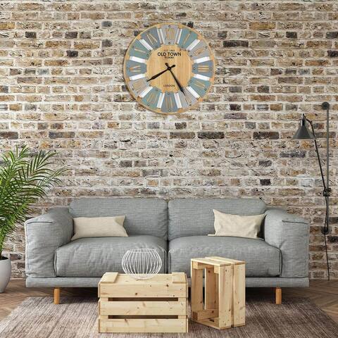 Round Wood Accent Wall Clock - 23.6" Diameter