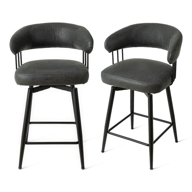 Glitzhome Modern 3-Piece Wooden Swivel Bar Stools & Height Adjustable Pub Table Set