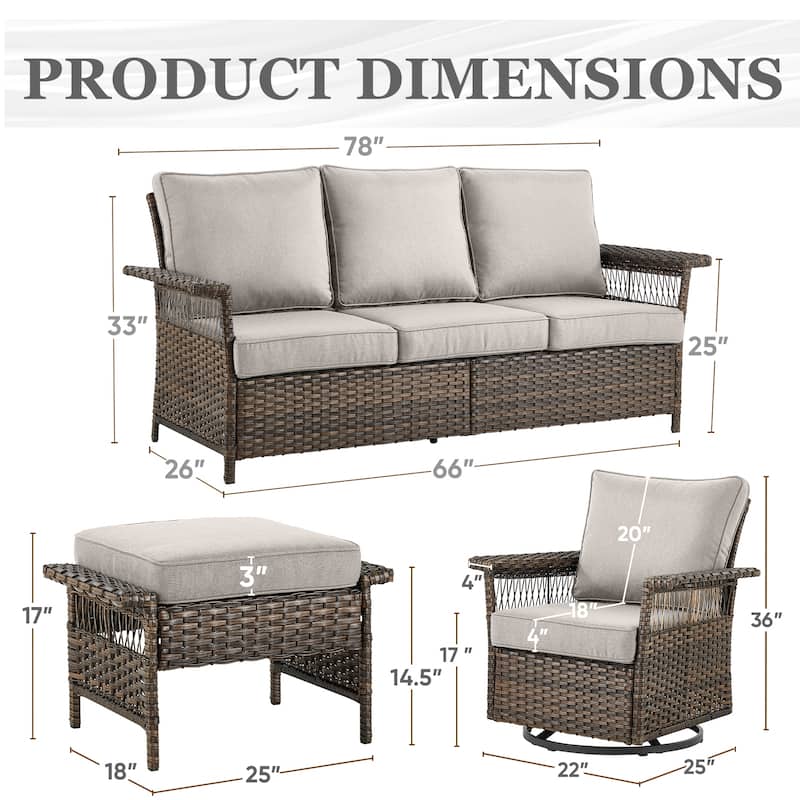 Gymojoy Patio Furniture Set with Professional Outdoor Cushions
