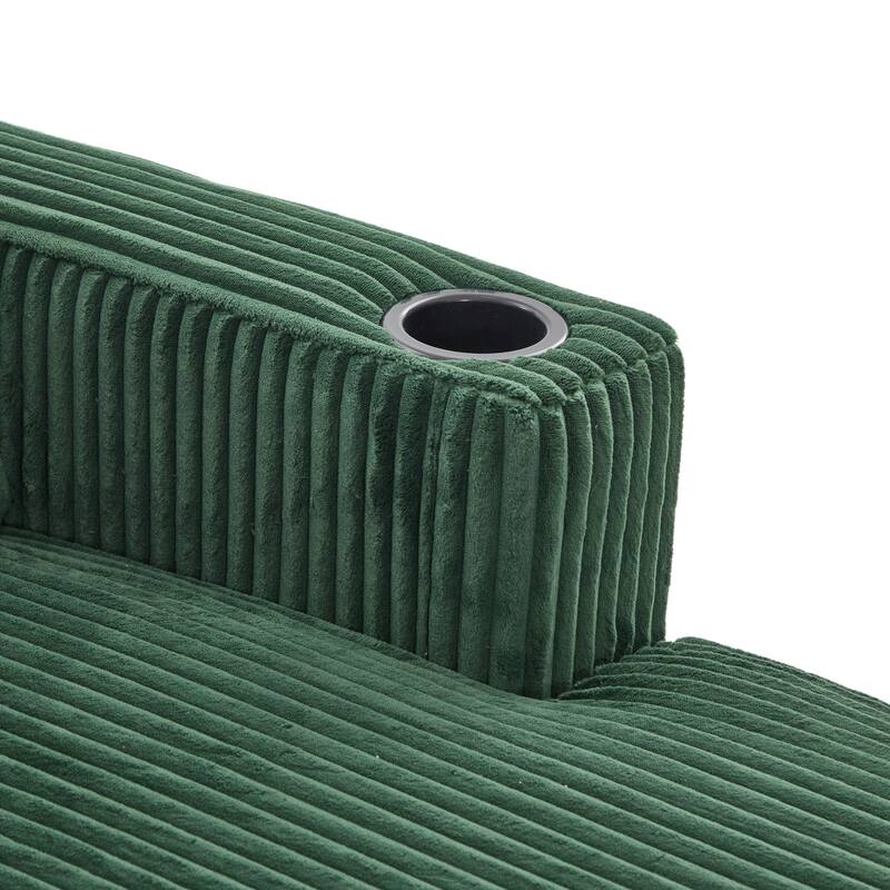 GDFStudio - Corduroy Recliner Sofa with USB Charging, RGB LED Light Strip - Suitable for Living Room and Bedroom