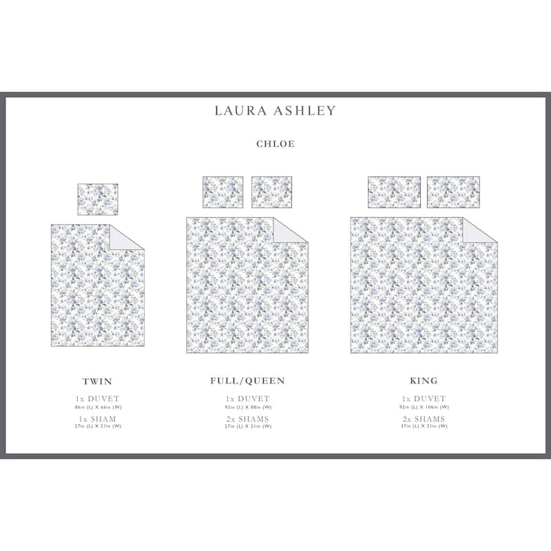 Laura Ashley Chloe Blue Cotton Duvet Cover Reversible Set