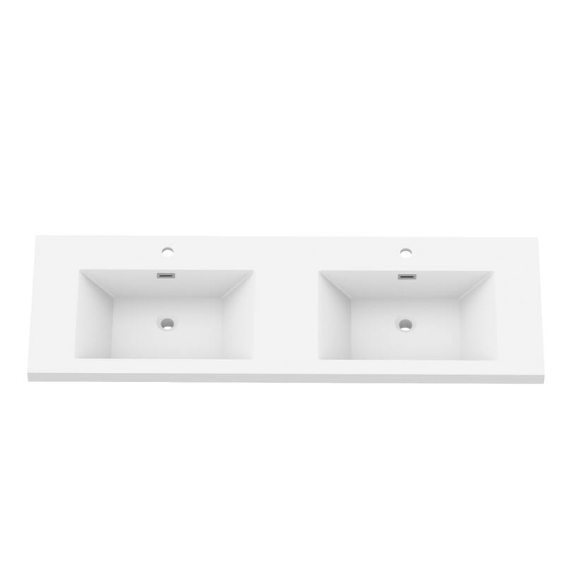 60" in. W x 26" in. D Integrated Resin Bathroom Sink Vanity Top Rectangular Sink One-Piece Design - 60"