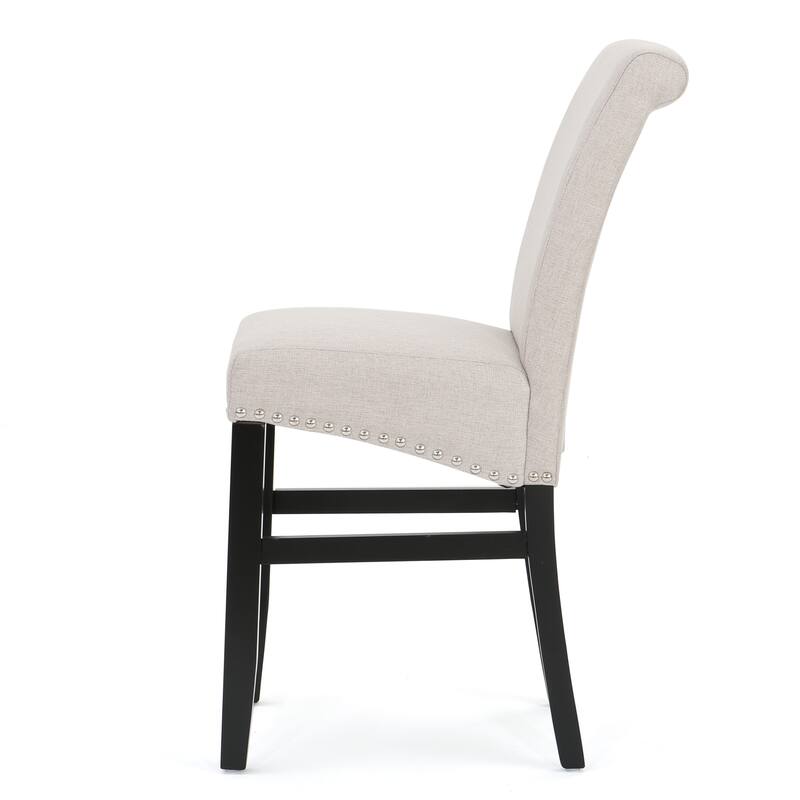 Roomfitters Contemporary Upholstered Counter Stools with Nailhead Trim, Wheat Fabric Set of 2