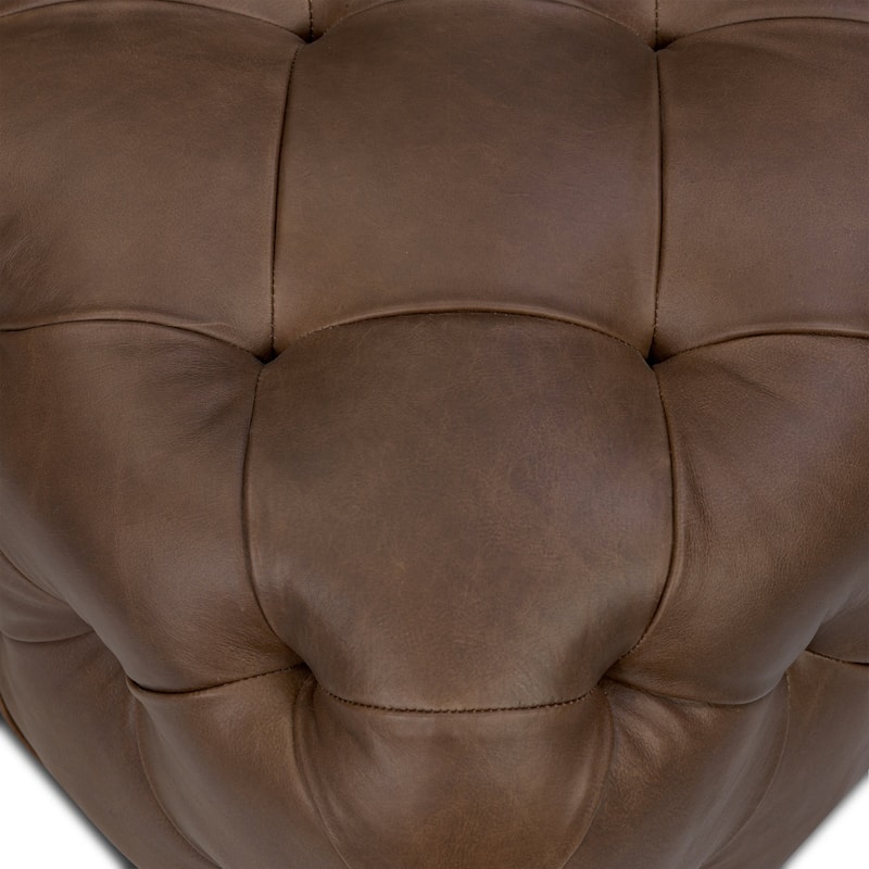 Poly & Bark Turin Leather Ottoman in Cognac Tan