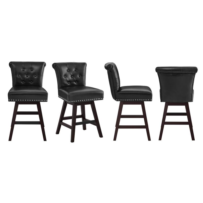 Modern 26.in Swivel Bar Stool Armless Counter Height Stool with Wooden Legs for Kitchen Island