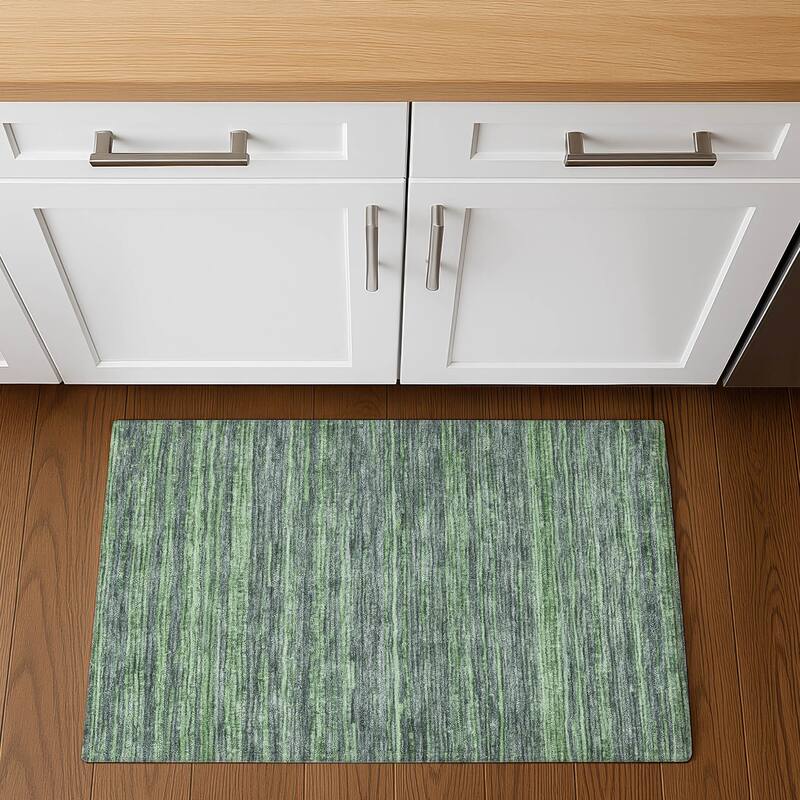 Premium Washable Super Soft Casual Stripes Mayfield Rug - 1'8" x 2'6" - Green
