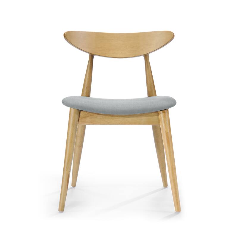 Roomfitters 5-Piece Scandinavian Dining Set, 59" White Oak Table with 4 Ergonomic Beige Upholstered Chairs