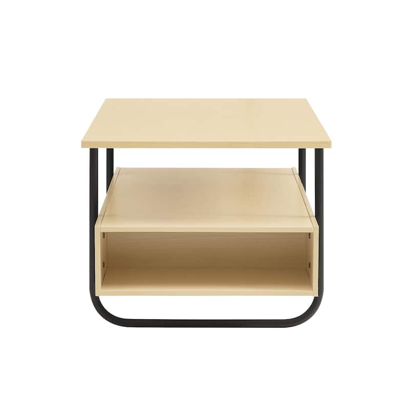 247 Shop At Home Modern Light Maple 36-inch Coffee Table with Metal Legs