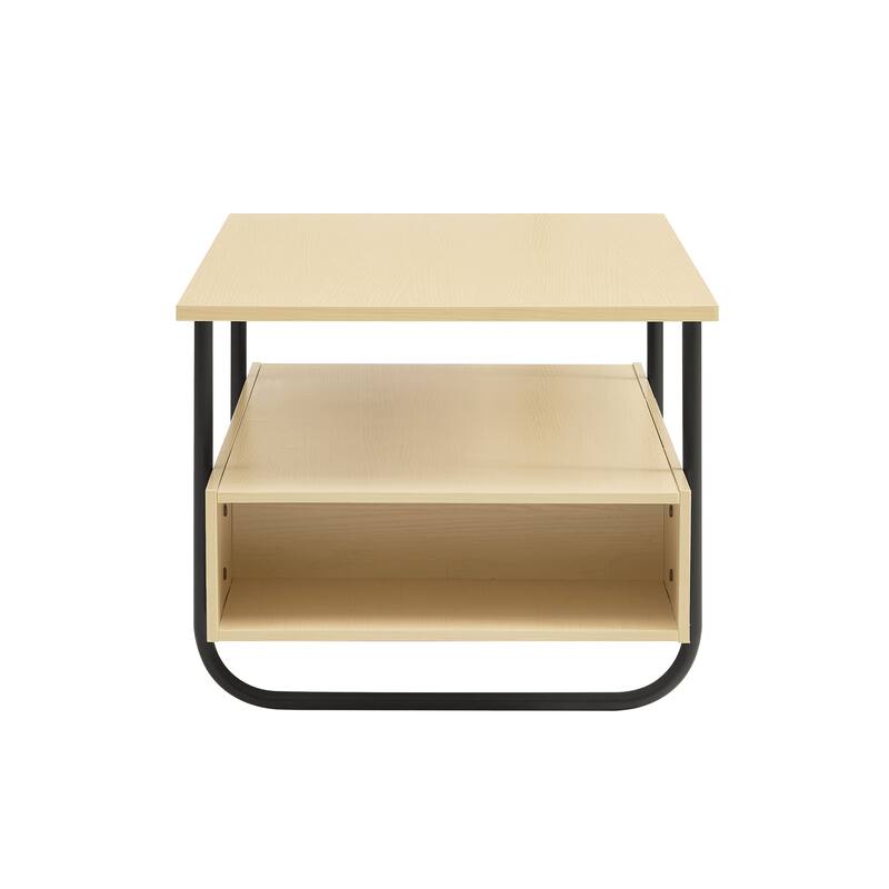 DH BASIC Modern Light Maple 36-inch Coffee Table with Metal Legs by Denhour