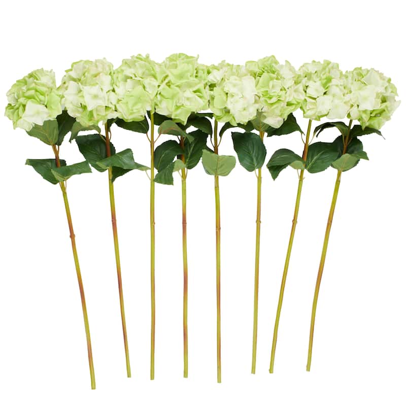 Faux Foliage Hydrangea Tall Artificial Flower Stem - Set of 8 - Roche River Decor - Green - Green