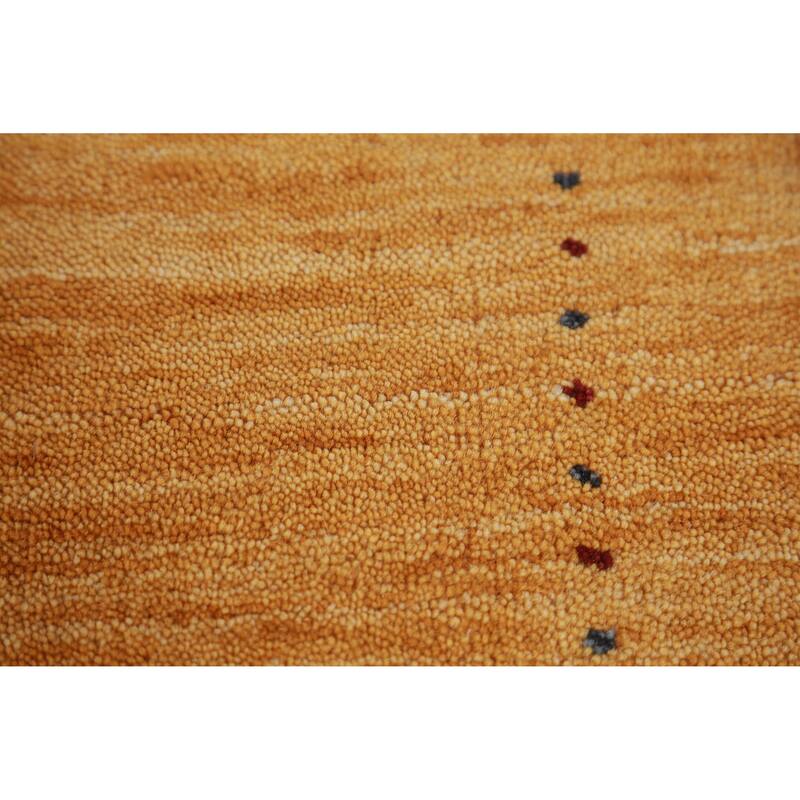 Hand Knotted Oriental 100% Wool Carpet Tribal Animal Pictorial Yellow & Gold Gabbeh Runner Rug - 10' 0'' X 2' 4''