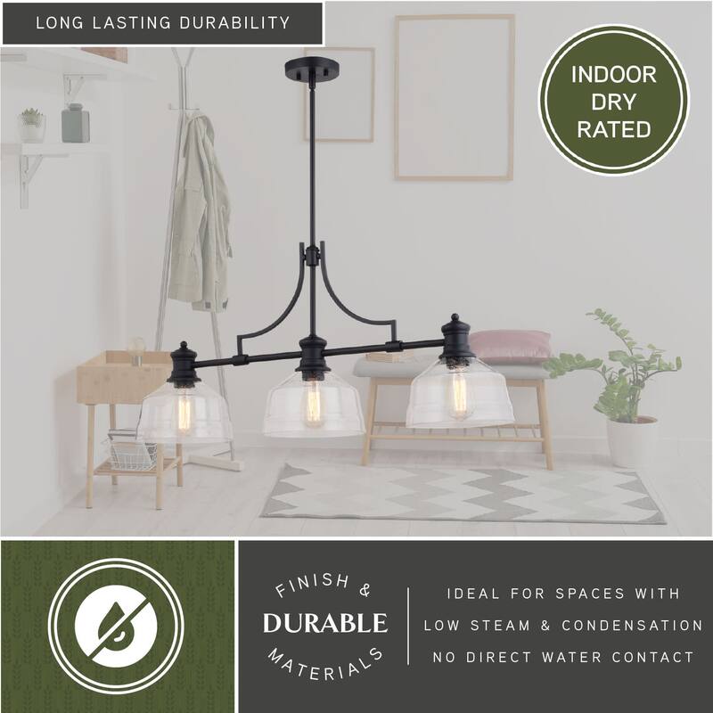 Vaxcel Lighting H0293 Beloit 3 Light 37" Wide Linear Chandelier with