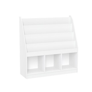 RiverRidge Home Kids Bookrack with Three Cubbies, White