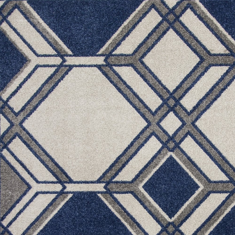 Domani Lesedi Contemporary Ivory/Denim Geometric Area Rug