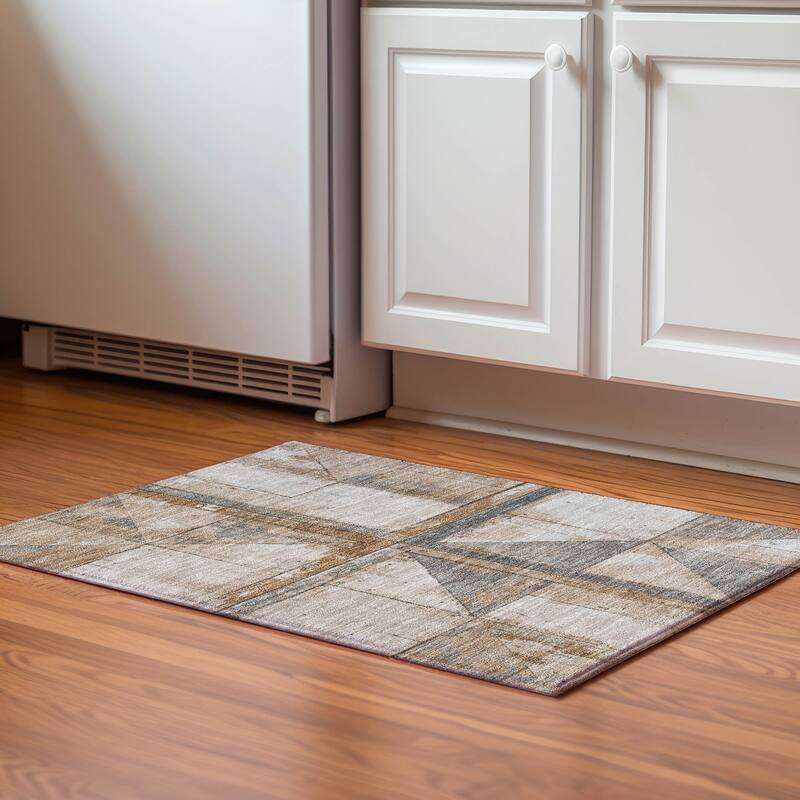 Premium Washable Super Soft Contemporary Geo Mayfield Rug - Copper - 1'8" x 2'6"