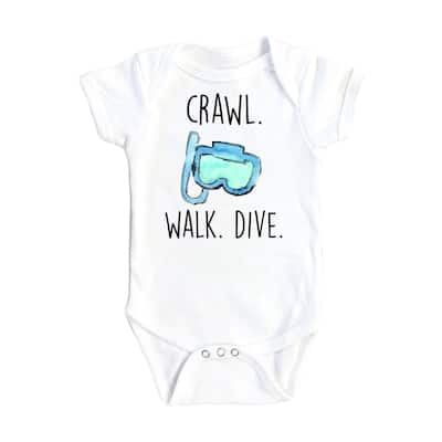 Diving Crawl - Baby Boy Girl Clothes Infant Bodysuit Funny Cute Newborn