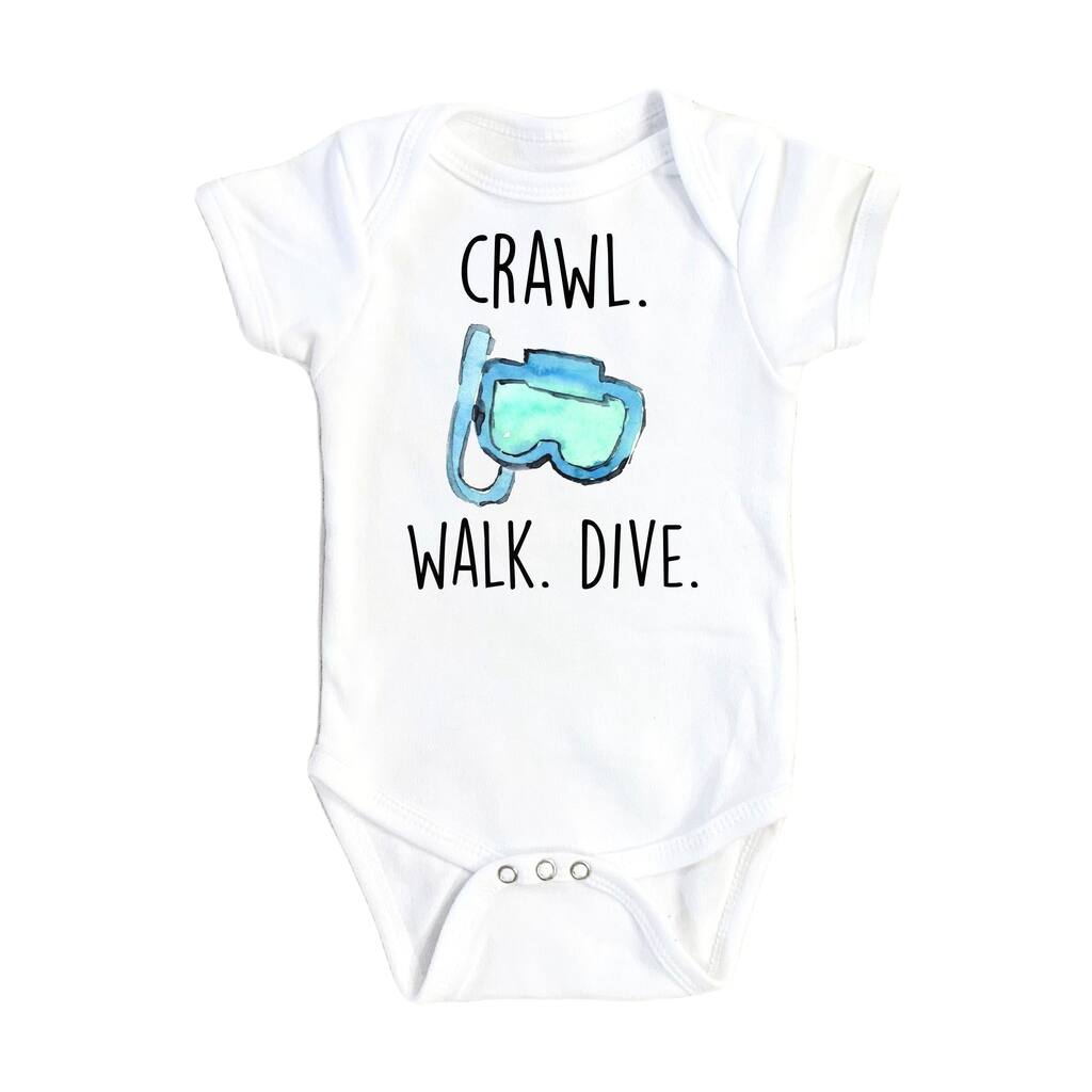 Diving Crawl - Baby Boy Girl Clothes Infant Bodysuit Funny Cute Newborn