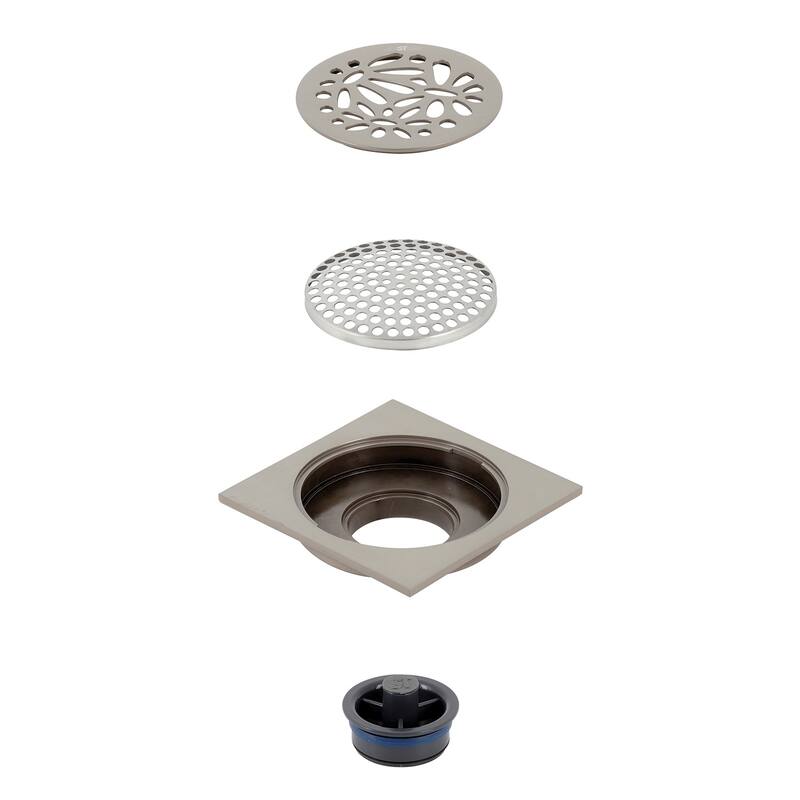 Kingston Brass Watercourse Floral 4" Square Grid Shower Drain
