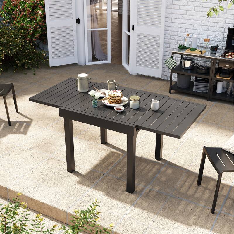 VredHom Outdoor Aluminum Expandable Dining Table for 4-6 People - 63" / 31.5" (L) x 31.5" W x 29.5" H