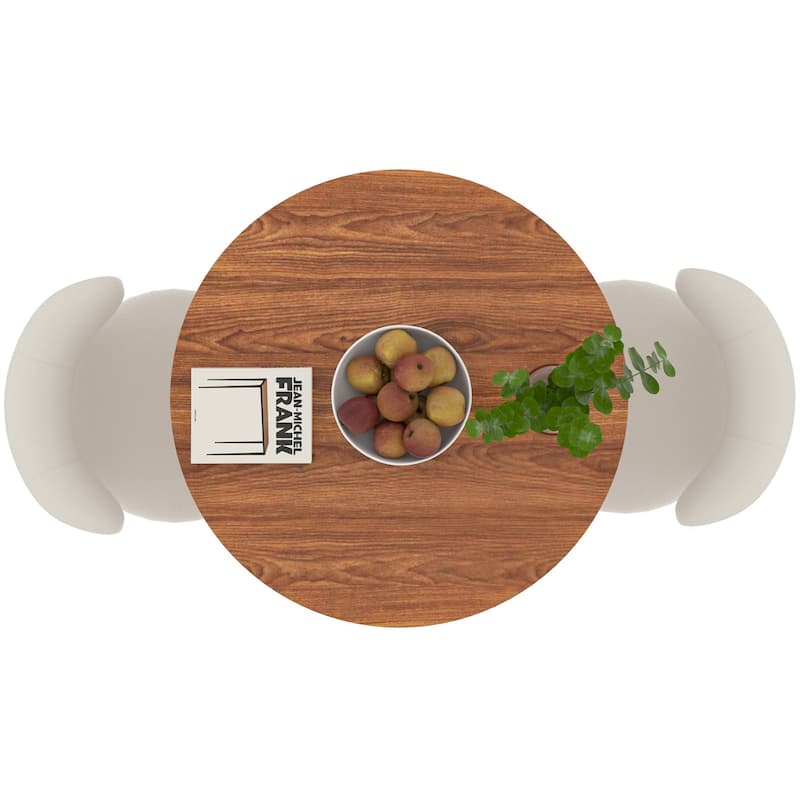 VECELO 35.43'' Round Butterfly Leg Dining Table for 4 MDF Top Kitchen Table Kitchen & Dining Room Tables