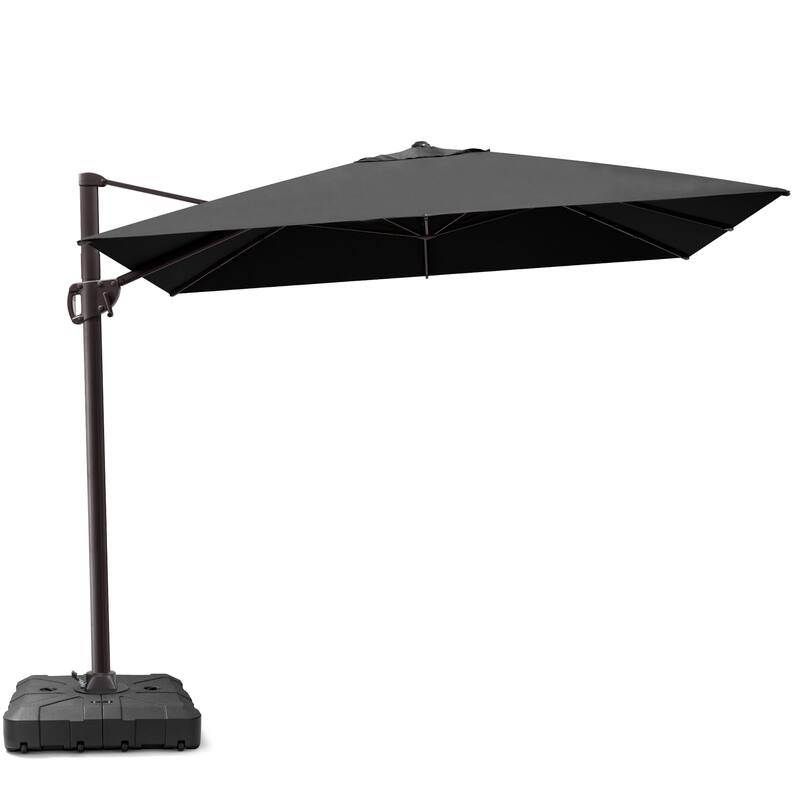 Outdoor 9 x 10.5 FT Patio Umbrella Cantilever-Offset Umbrella with Weighted Base - Black