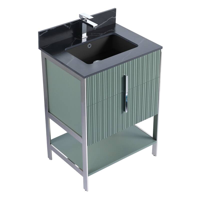 Fine Fixtures Serenity Modern Bathroom Vanity with Black Sintered Stone Top