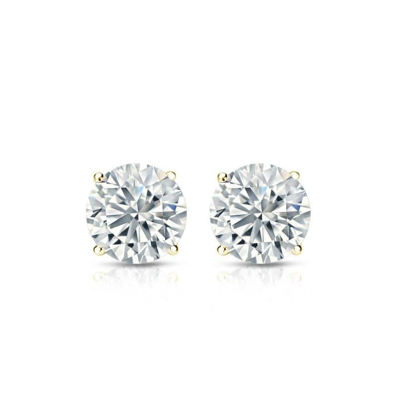 Auriya 14k Gold Lab Grown Round Diamond Stud Earrings 0.50 to 5.00 ct. tw. Push-Back (F-G VS)
